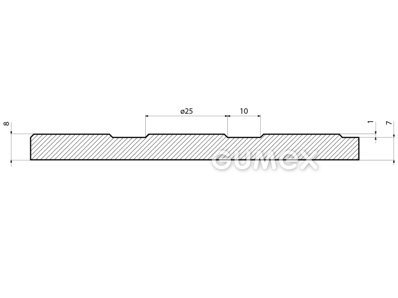 Gummiboden S 8, 8mm, Breite 1230mm, 80°ShA, SBR-NR, fläche Noppen, -25°C/+80°C, blue, 